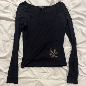 BGN Black Long Sleeve Top with Embellishment